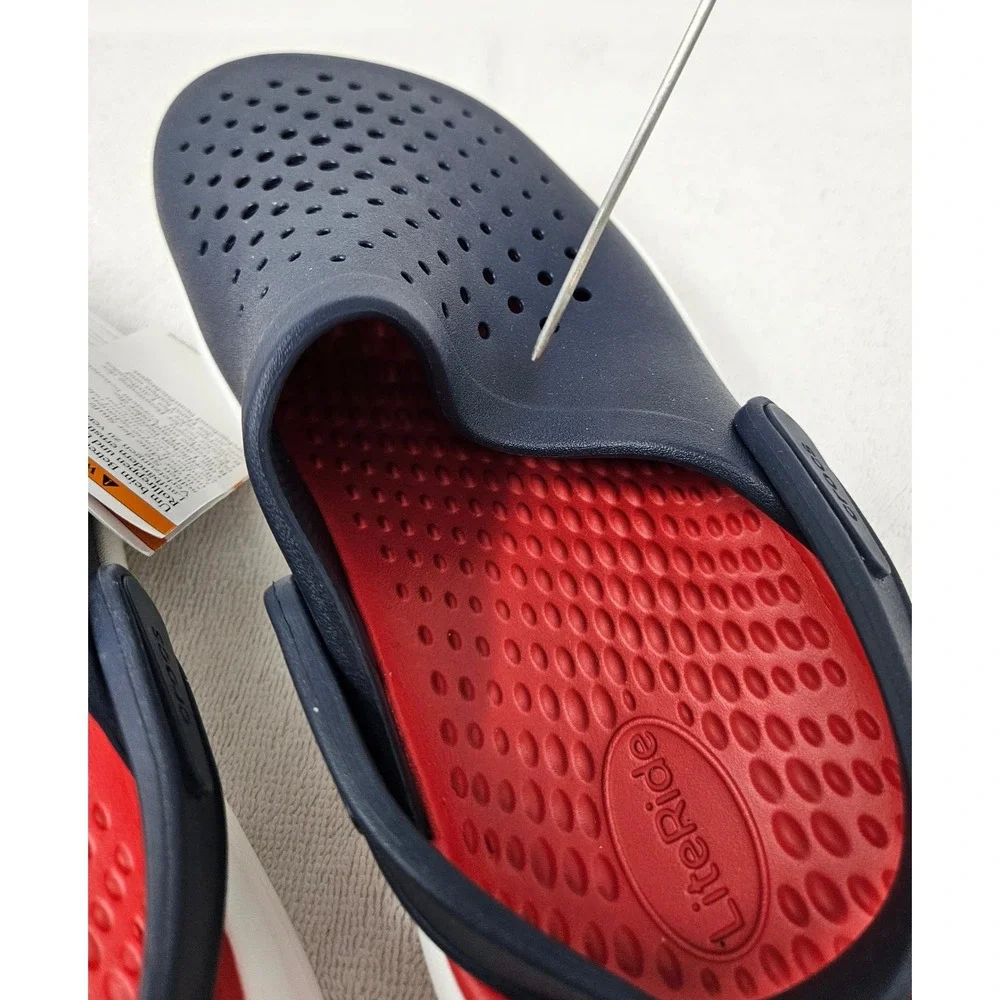 Crocs InMotion Clogs Red/Navy/White, 209964, Men's 5/Women's 7, New w/Blemish